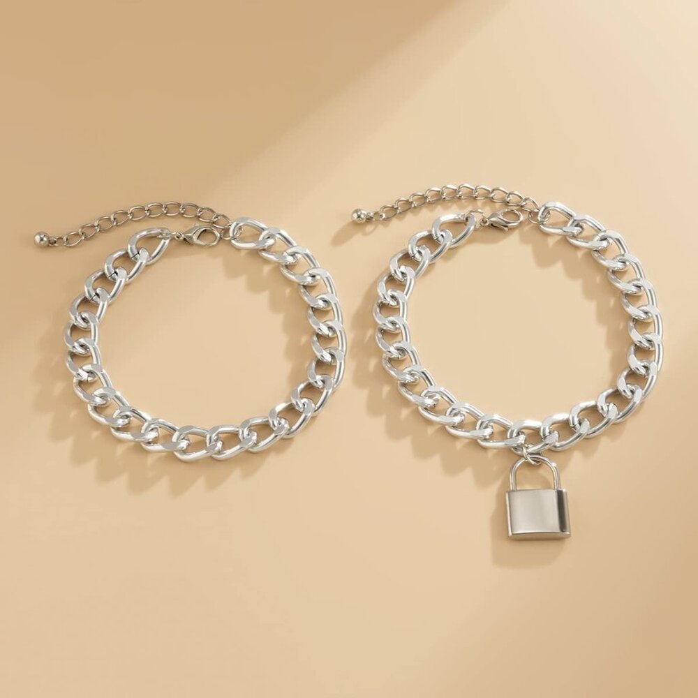 Boho Dainty Lock Anklet Bangles Stackable Chain B… - image 3